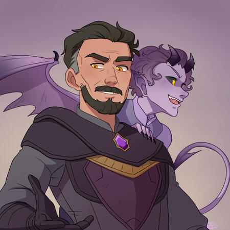 Half Body ($50) + Additional Character ($25) Gradient Background (Free) = $75