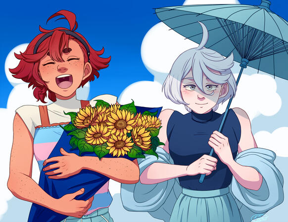 Half Body ($50) + Additional Character ($25) + 2 Props ($25) + Simple Background ($12.50) = $112.50